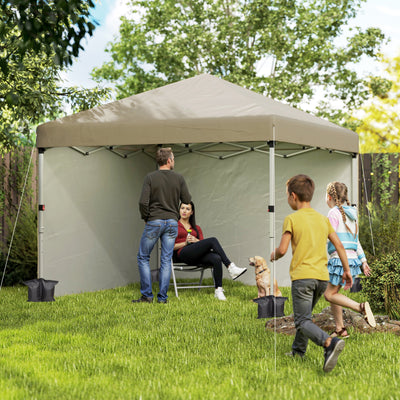 Khaki 3m x 3m Pop Up Gazebo with Sidewalls Leg Weight Bags and Wheeled Bag by Outsunny