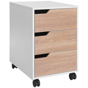 Oak 3 Drawer Mobile Filing Cabinet with Wheels for Home Office Organisation
