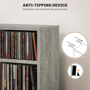 Set of Two CD Storage Units Holds 102 CDs, Space Saving Design, Cement Grey by HOMCOM