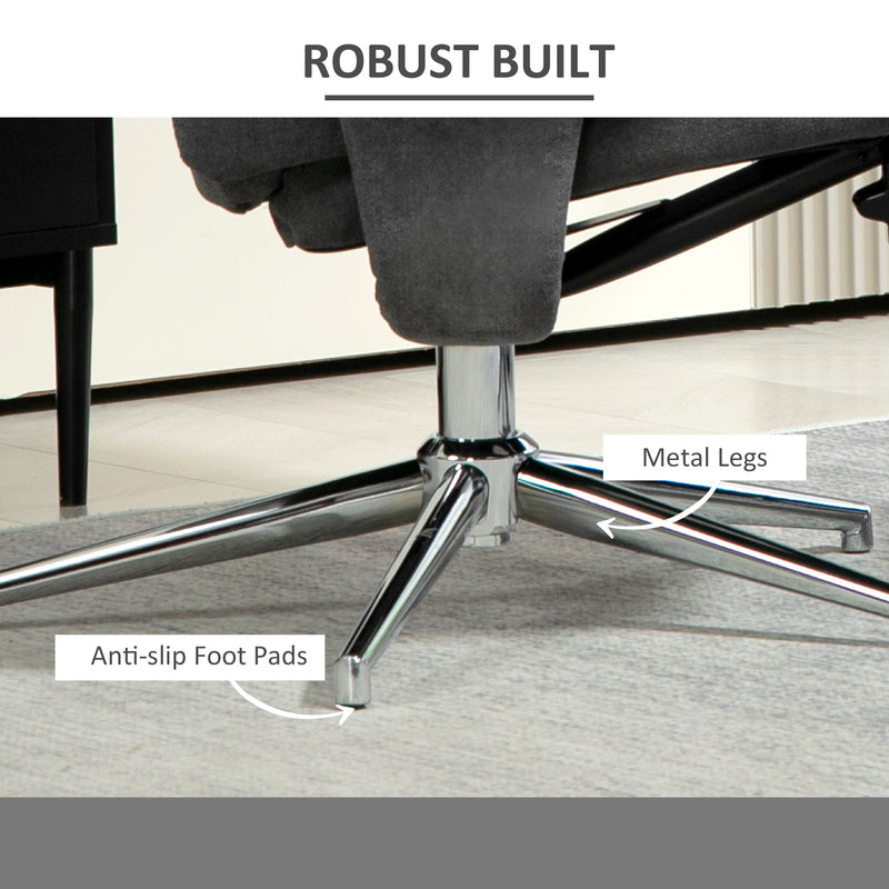 Recliner Chair With Ottoman for Home and Office, Dark Grey Velvet Feel by HOMCOM