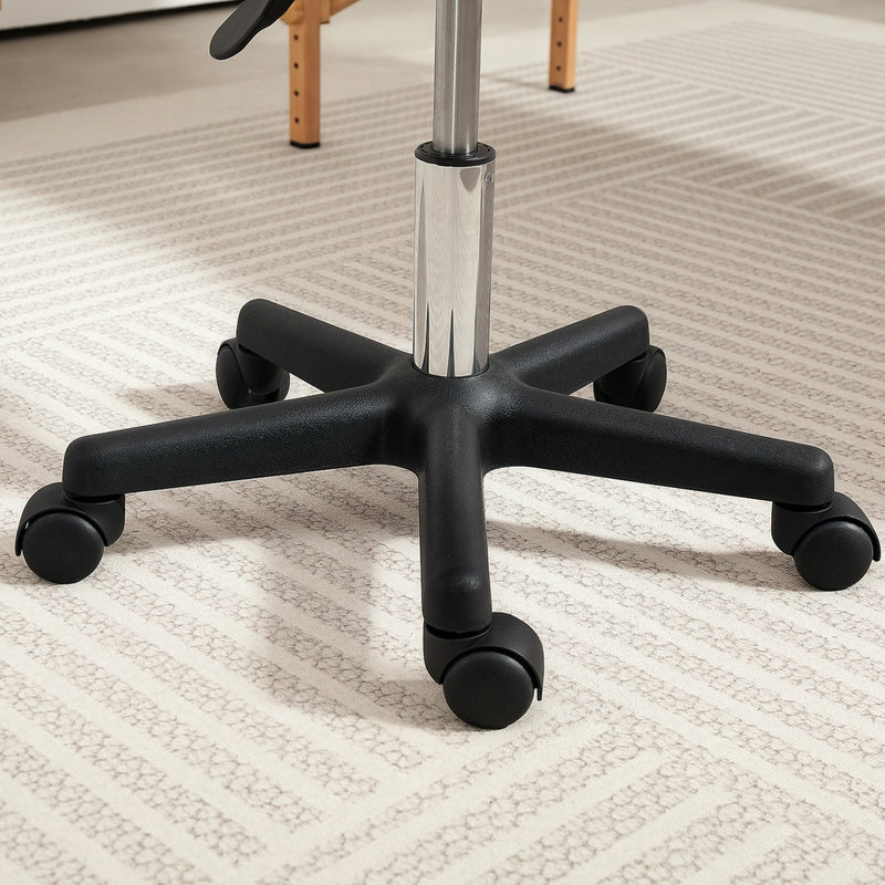 Pink Adjustable Saddle Stool with PU Leather and Steel Frame for Salon Spa Massage by HOMCOM