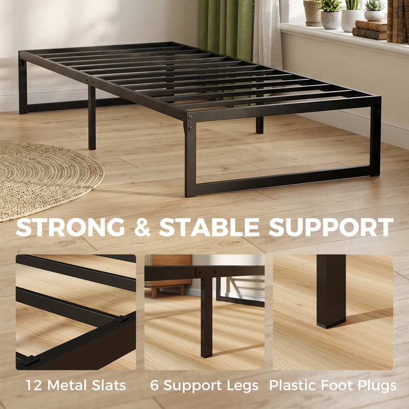 Single Bed Frame with Underbed Storage for Small Bedrooms Black