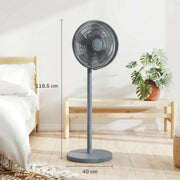 Pedestal Fan with Remote Control and Timer for Quiet Whole Room Cooling Grey AOSOM
