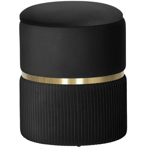 Velvet Feel Storage Ottoman With Hidden Compartment For Living Room Organisation, Black