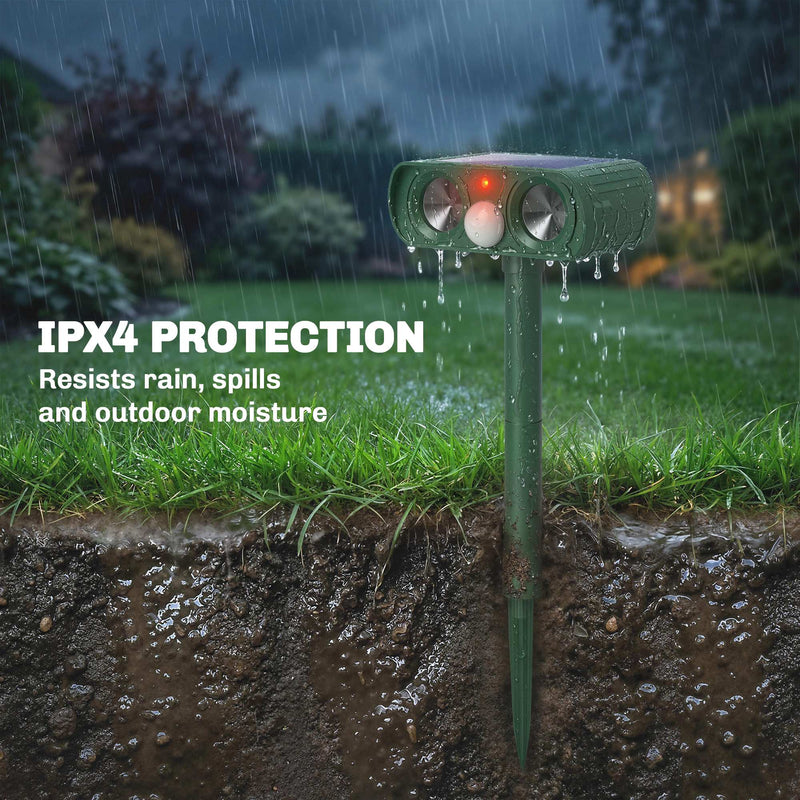 Solar Animal Repeller for Gardens with Ultrasonic Motion Sensor and Weatherproof Design Green Outsunny