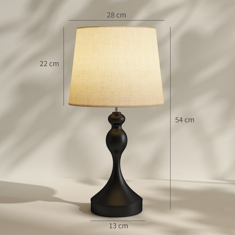 Set of Two Touch Control Table Lamps with USB Charging Ports for Bedroom or Lounge Black Beige AOSOM