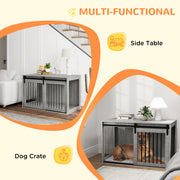 Extra Large Dog Crate Furniture with Removable Cushion and Storage Shelf Grey
