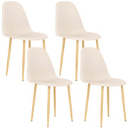 Set of 4 Modern Khaki Dining Chairs with Backrest and Steel Legs for Kitchen or Dining Room by HOMCOM