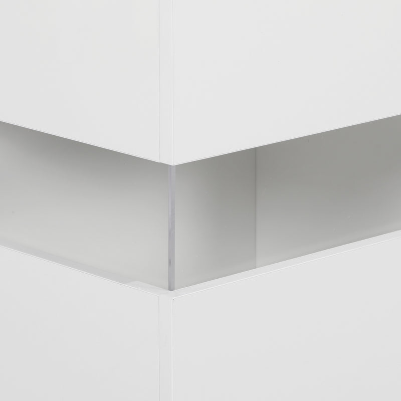 White High Gloss LED Sideboard Cabinet with Storage Shelves and Modern Design