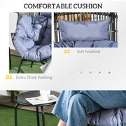 Grey Rattan Egg Chair with Cushioned Seat Ideal for Garden or Balcony Relaxation