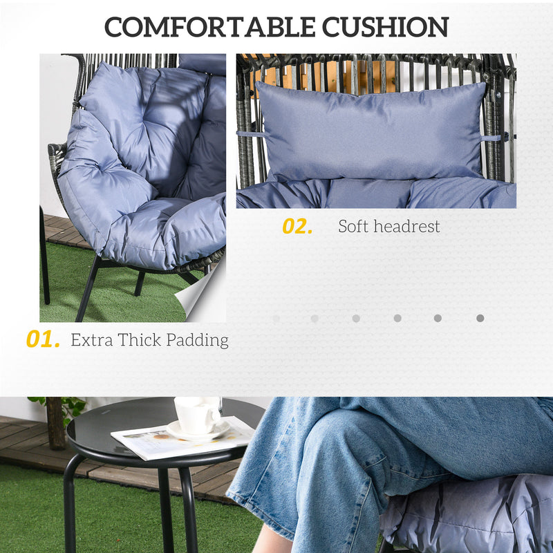 Grey Rattan Egg Chair with Cushioned Seat Ideal for Garden or Balcony Relaxation