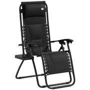 Black Zero Gravity Reclining Outdoor Lounger Chair with Padded Seat and Cup Holder by Outsunny