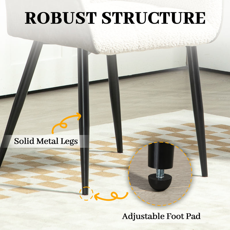 Cream White Upholstered Dining Chair with Chenille Front and PU Back by HOMCOM