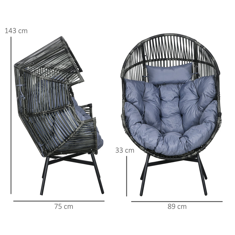 Grey Rattan Egg Chair with Cushioned Seat Ideal for Garden or Balcony Relaxation