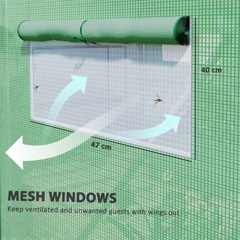 Green Walk-In Polytunnel Greenhouse 13 x 9.8ft for Plant Protection by Outsunny