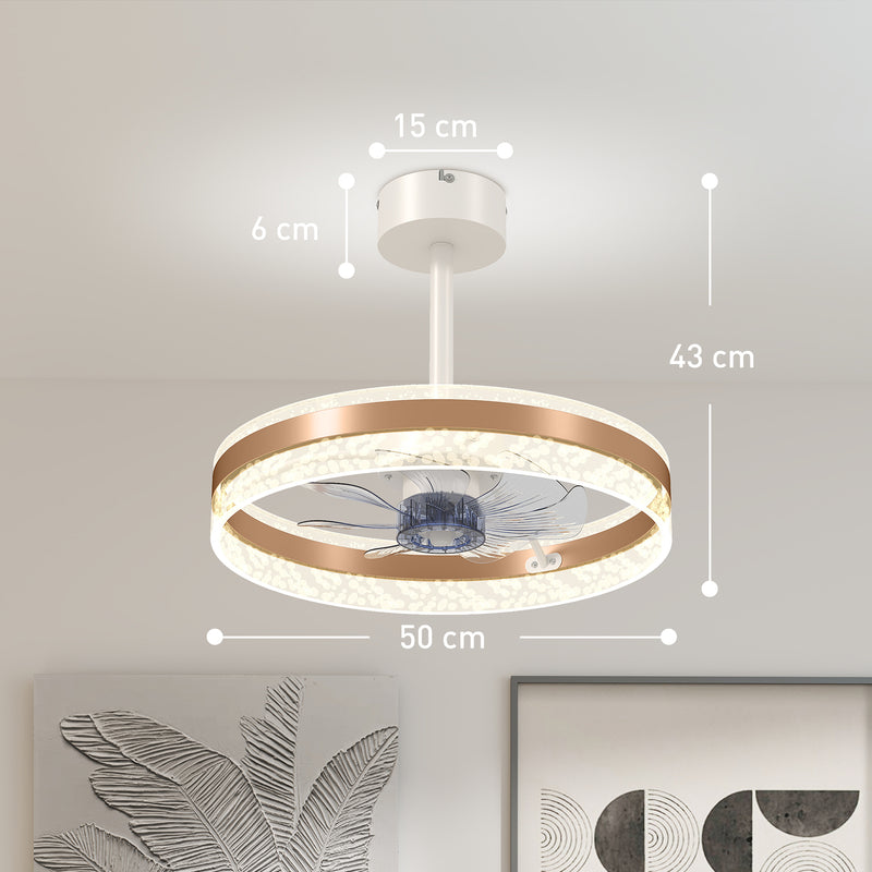 Gold Ceiling Fan with LED Light and Remote Control Ideal for Living Rooms