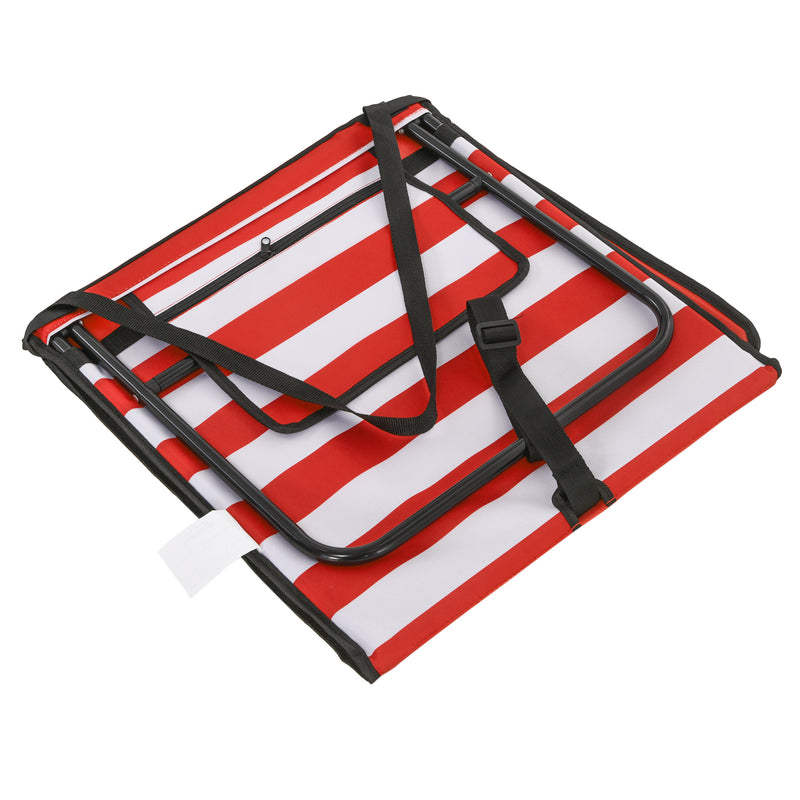 Folding Beach Chair Set with Adjustable Backrest and Carry Bag for Easy Transport Red Outsunny