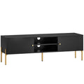 TV Stand with Cupboards and Open Shelves for Organised Living Room Black