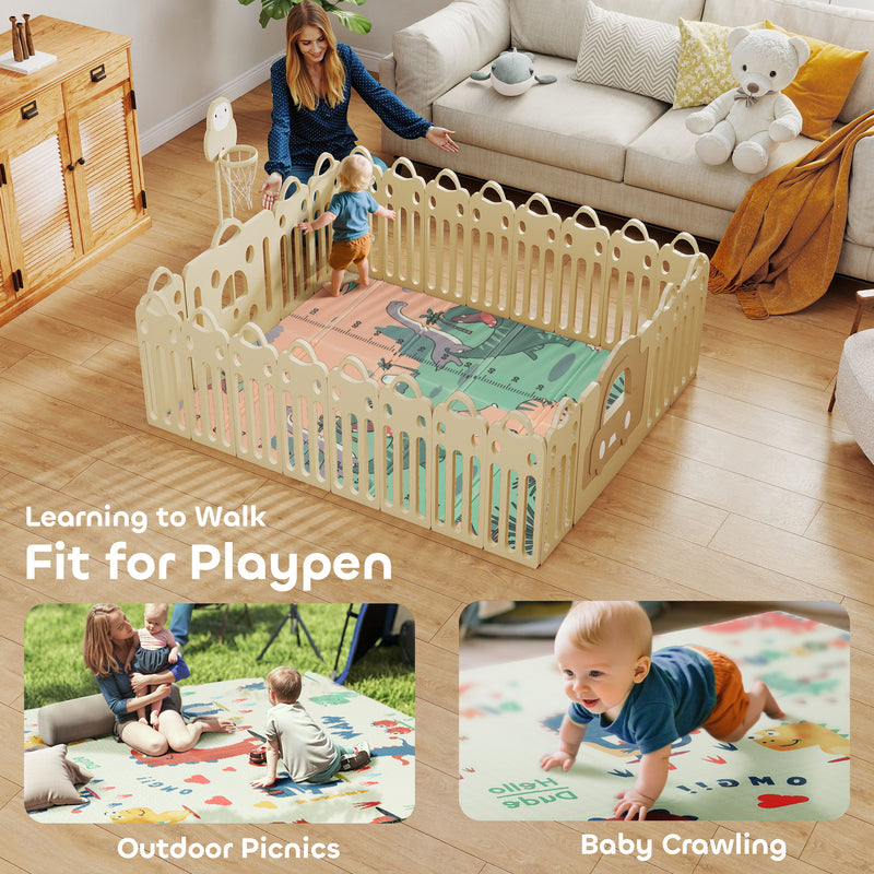 Foldable Double Sided Baby Play Mat Water Resistant for Indoor or Outdoor Use Green AOSOM