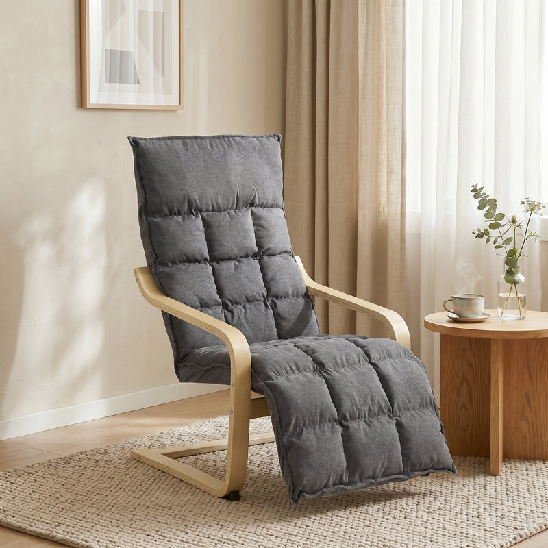 Accent Chair with Footrest for Comfortable Reading and Relaxing at Home Grey