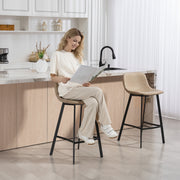 Set of 2 PU Leather Bar Stools with Backrest and Footrest for Kitchen or Breakfast Bar Light Brown