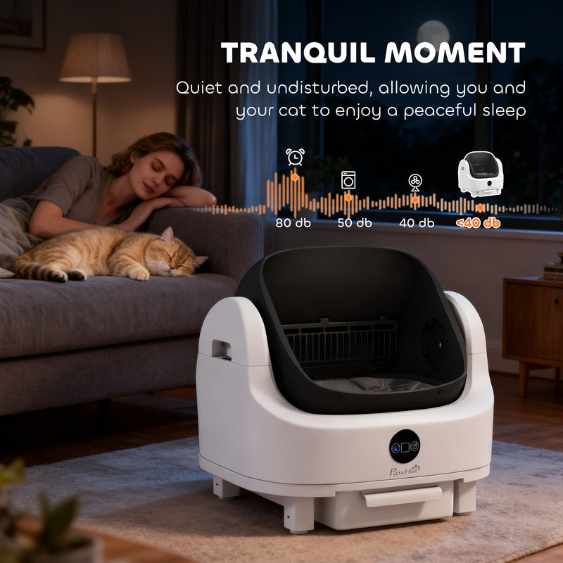 PawHut Self Cleaning Cat Litter Tray Top Opening Design, Automatic Litter Box More Space with Integrated Security Protection