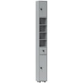 Tall Slim Bathroom Storage Cabinet with Shelves Drawer and Cupboards Space Saving, Grey