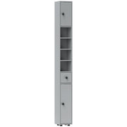 Tall Slim Bathroom Storage Cabinet with Shelves Drawer and Cupboards Space Saving, Grey