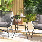 Black 60cm Square Garden Bistro Table with Metal Mesh Top by Outsunny