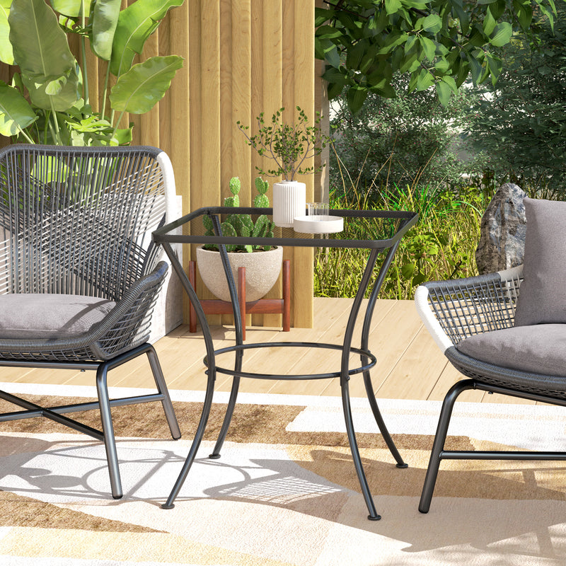 Black 60cm Square Garden Bistro Table with Metal Mesh Top by Outsunny