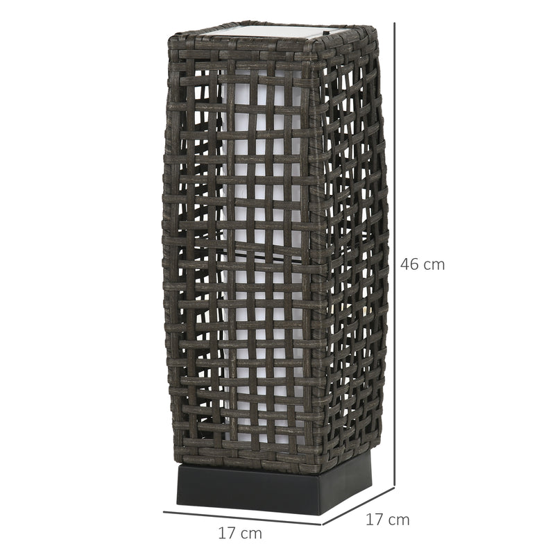 Grey Rattan Solar Garden Lantern with Auto On Off LED Light for Patio or Lawn Use