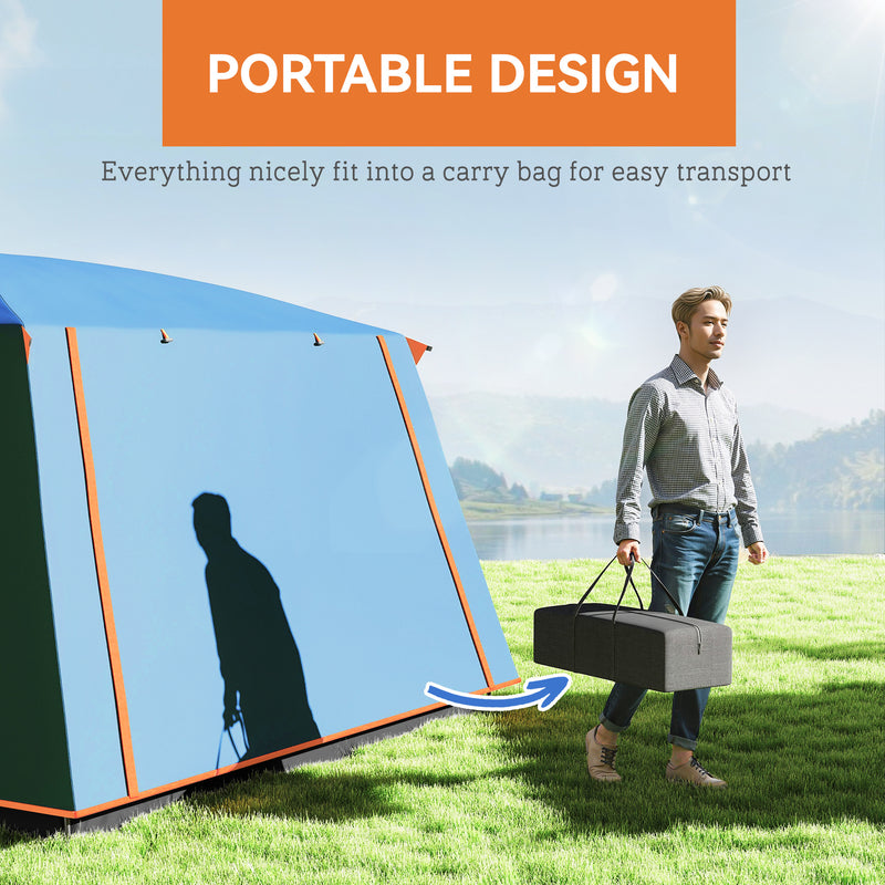 5 Person Family Camping Tent with Two Bedrooms and Living Area Waterproof Blue