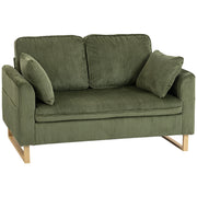 Armchair with Supportive Cushion and Soft Corduroy Upholstery for Relaxing Evenings Dark Green AOSOM