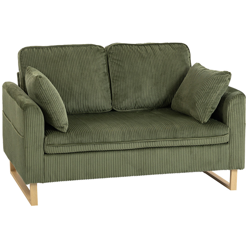 Armchair with Supportive Cushion and Soft Corduroy Upholstery for Relaxing Evenings Dark Green AOSOM
