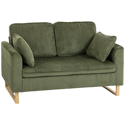 Armchair with Supportive Cushion and Soft Corduroy Upholstery for Relaxing Evenings Dark Green AOSOM