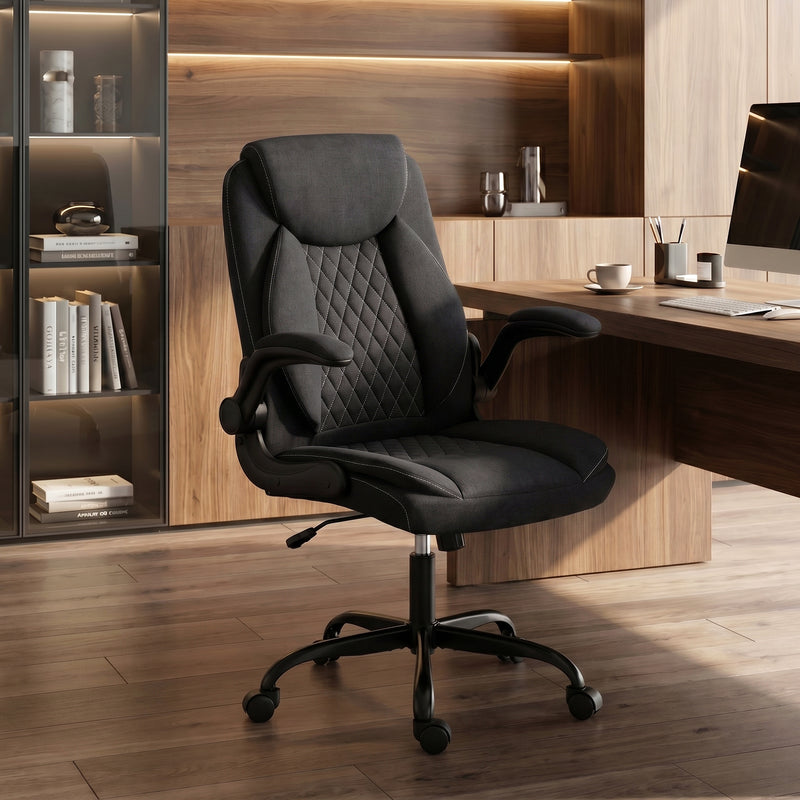 Office Chair with Flip Up Armrests for Space Saving Home Office Comfort
