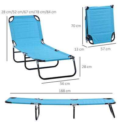 Adjustable Reclining Garden Sun Lounger with Five Backrest Positions for Outdoor Relaxing Light Blue Outsunny