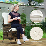 Cream Rattan Reclining Garden Chair with Cushion and Adjustable Backrest by Outsunny