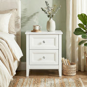 Bedside Table with 2 Drawers for Organised Bedroom Storage White Homcom