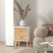 Set of 2 Modern Bedside Tables with Drawer and Wooden Legs Ideal for Bedroom Storage White