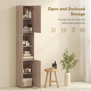 6 Tier Tall Bathroom Storage Cabinet with Shelves for Towels and Toiletries Natural AOSOM