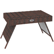 Brown Rattan Foldable Outdoor Coffee Table With Steel Frame for Garden by Outsunny