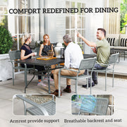Garden Dining Chair Set of 4 Stackable Rattan Effect with Armrests Light Grey Outsunny