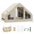Inflatable 2 to 4 Person Camping Tent with Fast 2 Minute Setup and Weatherproof Design Beige