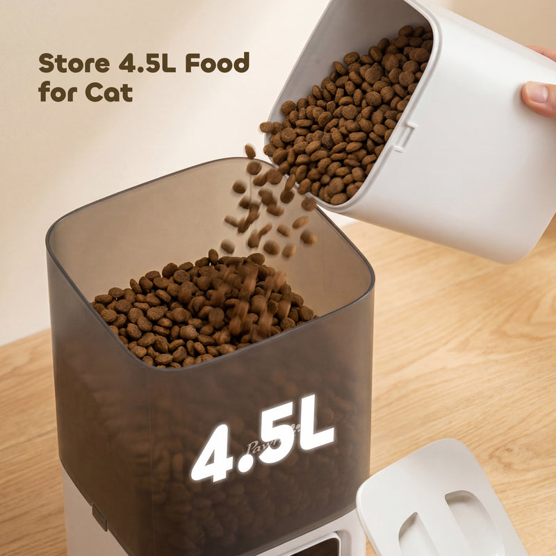 Automatic Cat Feeder with Timed Meals and Portion Control for Cats White Grey AOSOM