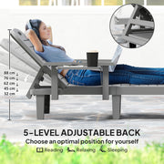 Set of 2 Dark Grey Reclining Sun Loungers with Adjustable Backrest and Side Table by Outsunny