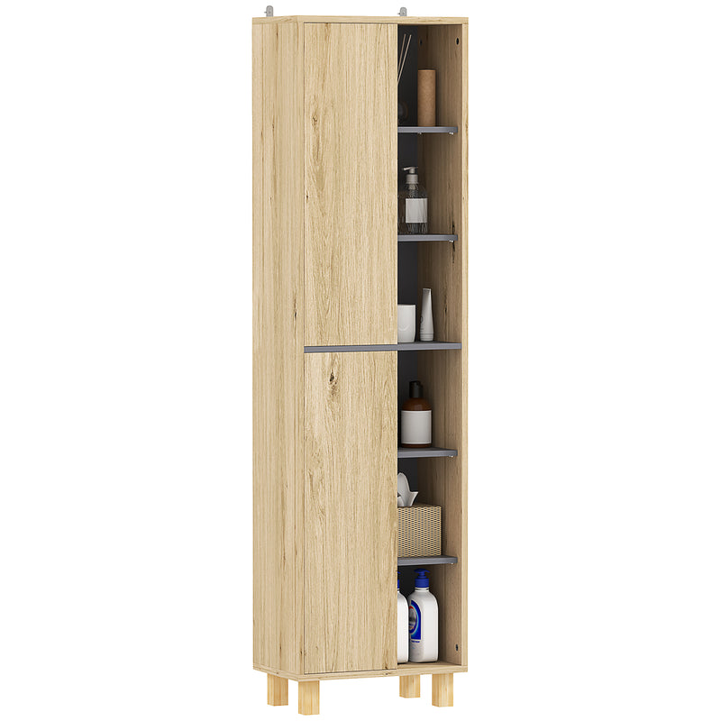 Slim Wooden Bathroom Cabinet With Multi-Storage by HOMCOM