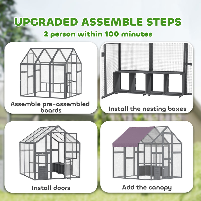 Large Walk In Chicken Run with Waterproof UV Resistant Cover for 6 8 Chickens for Garden Farm by PawHut