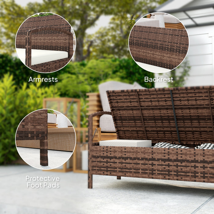 125L Garden Storage Bench with Cushion Brown by Outsunny