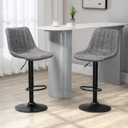 Set of 2 Swivel Bar Stools with Backrest and Adjustable Height for Kitchen Island Grey
